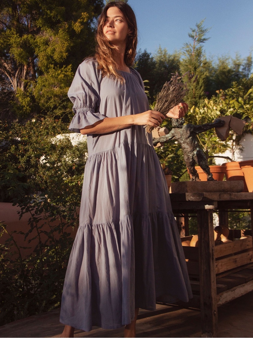 Daughters of India Sahana Gown- Blue Lagoon